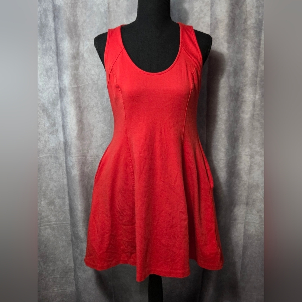 New York & Company Orange 100% Cotton Dress With Pockets Sz XS Flowy Summer